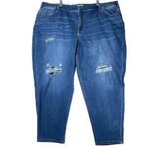 Lane Bryant Women’s Sz 26 Boyfriend Curvy Jeans – High Rise, Distressed Stretch
